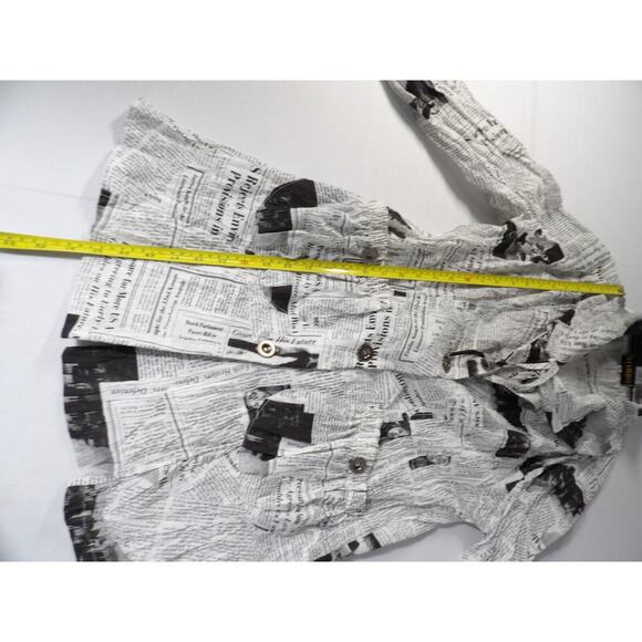 Ki Meng Top Cardigan Blouse Jacket Medium Newspaper Print Lagenlook Art to Wear - Picture 8 of 13